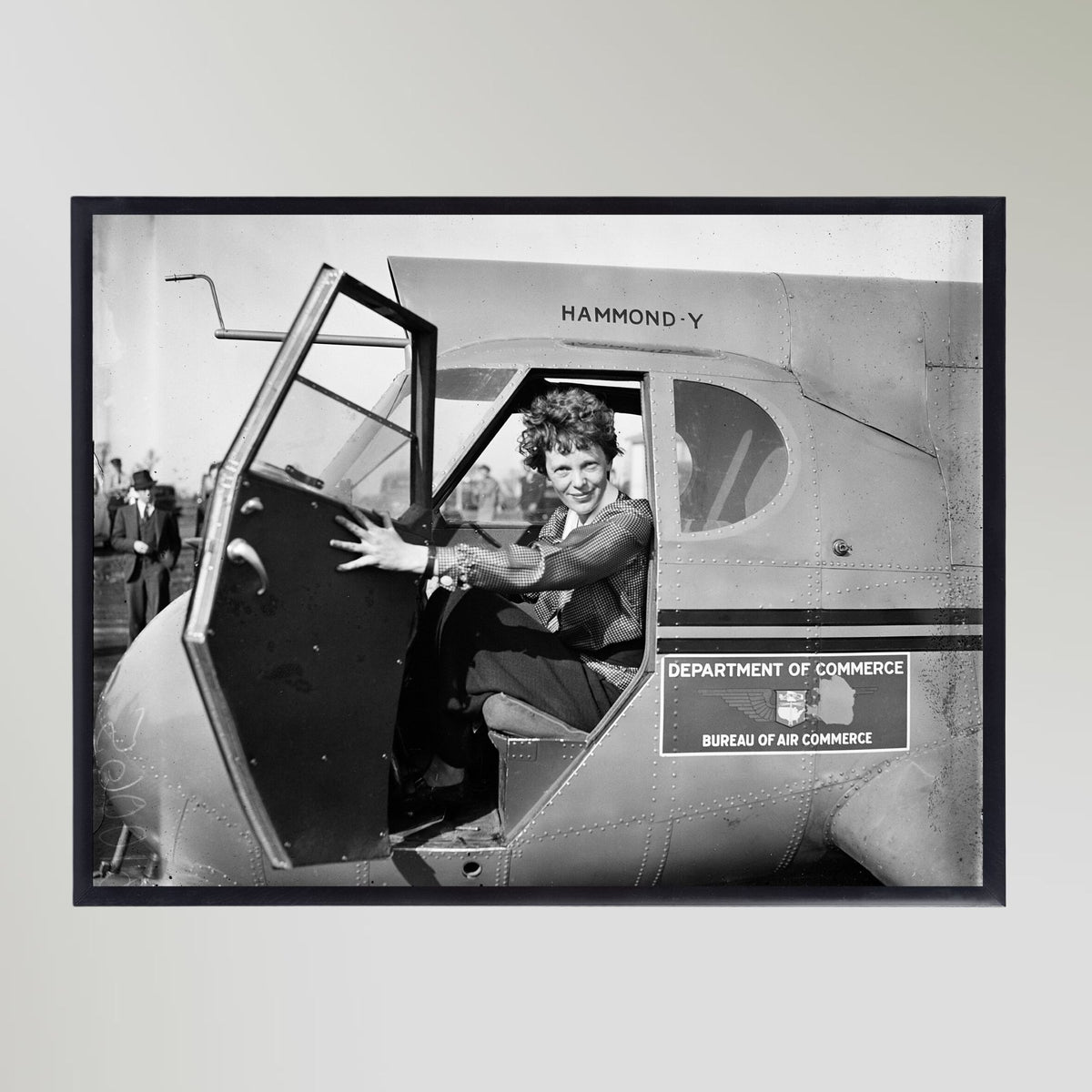 Amelia Earhart In Plane (1936) Portrait Art Print