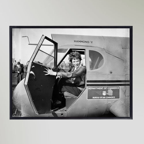 Amelia Earhart In Plane (1936) Portrait Art Print