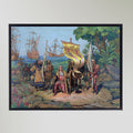 Christopher Columbus Arrives In America Painting Art Print