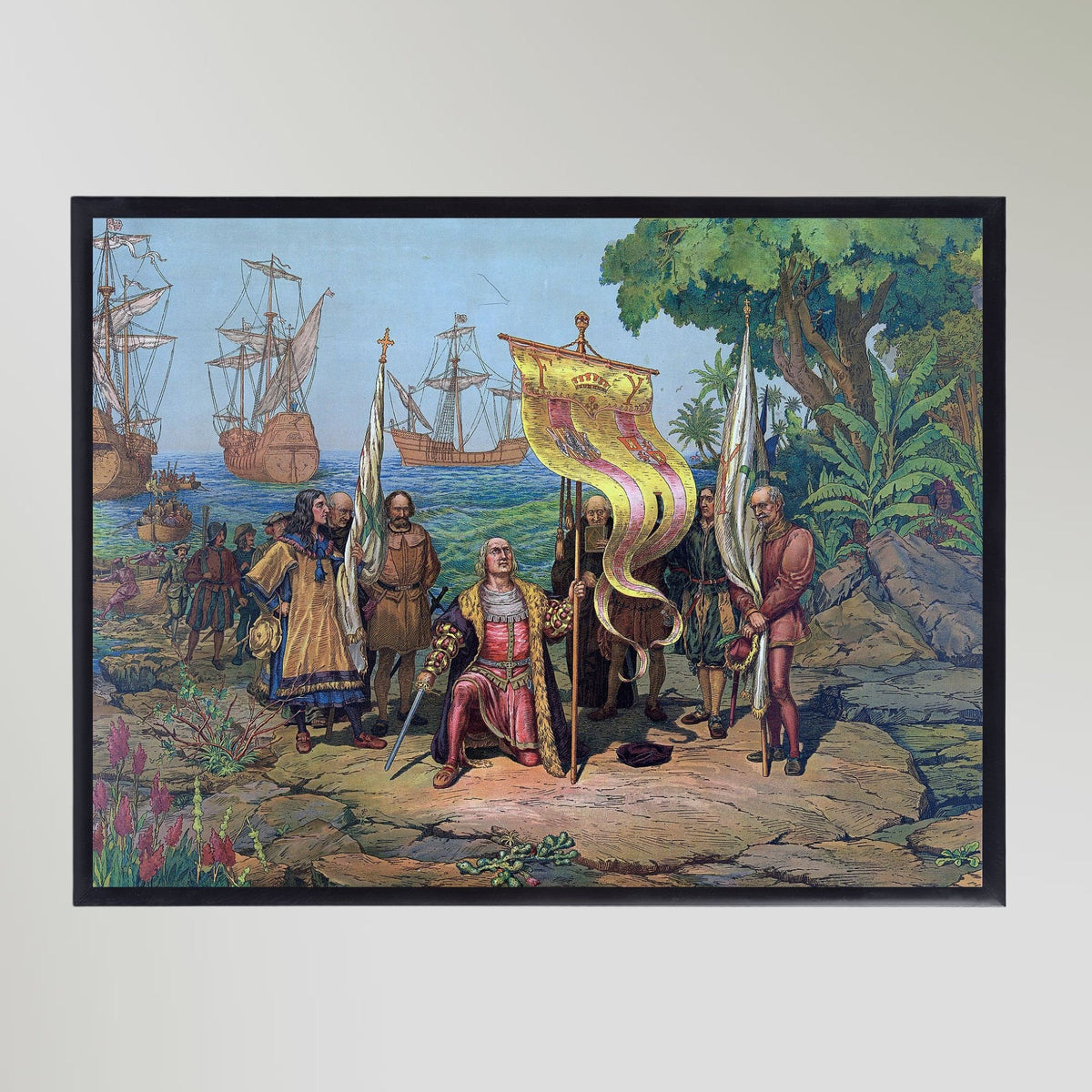 Christopher Columbus Arrives In America Painting Art Print